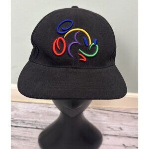 Walt Disney World Black Embroidered Mickey Mouse Cotton Adjustable Cap Hat VTG